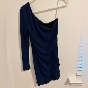 Lulu's Midnight Blue One-Shoulder Dress